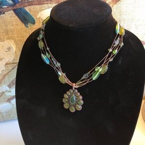 Liz Claiborne green & blue color necklace